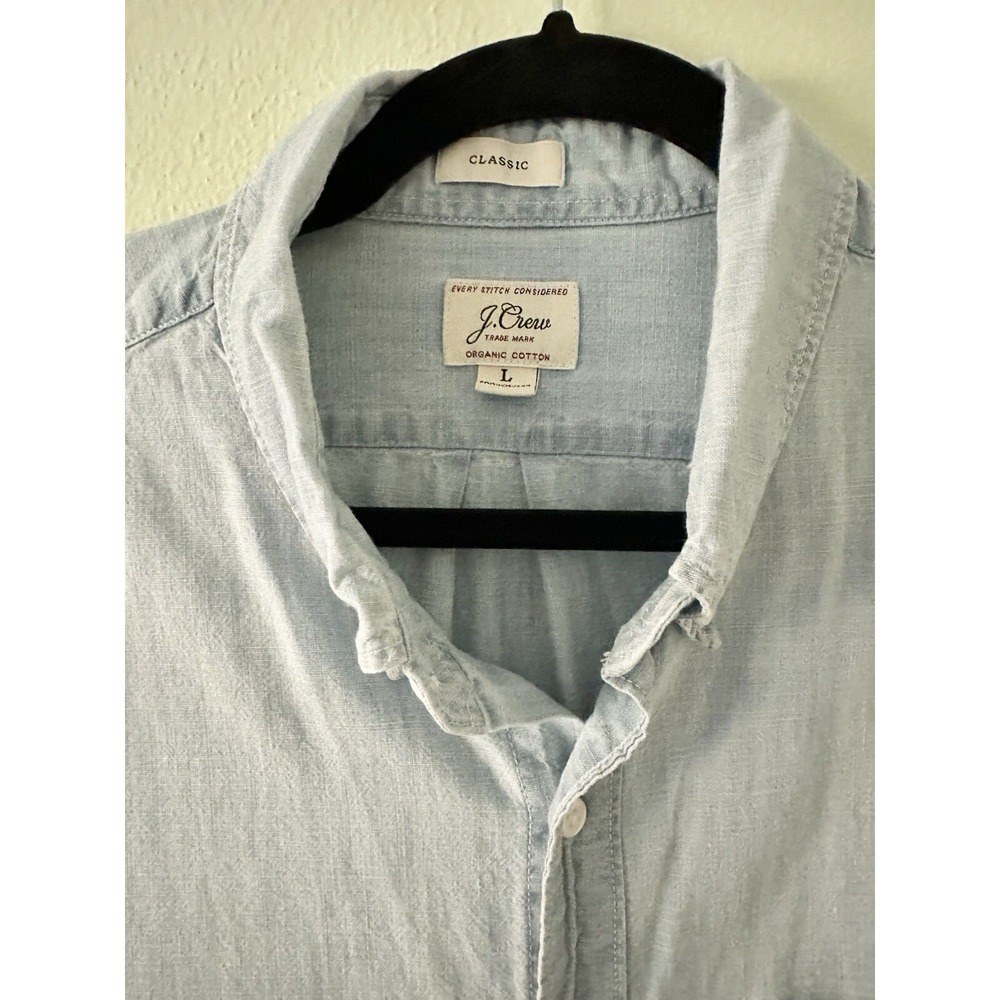 J. Crew Jeans Mens SS Chambray Button Shirt Sz L Blue/Lightweight/Classic - Picture 6 of 13